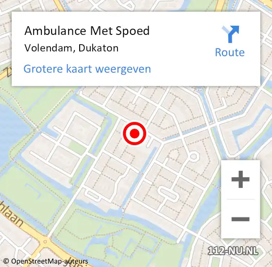 Locatie op kaart van de 112 melding: Ambulance Met Spoed Naar Volendam, Dukaton op 17 juni 2017 23:14