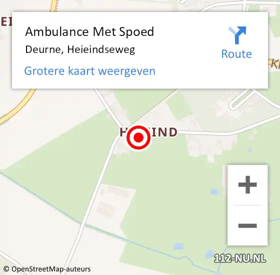 Locatie op kaart van de 112 melding: Ambulance Met Spoed Naar Deurne, Heieindseweg op 17 juni 2017 23:34