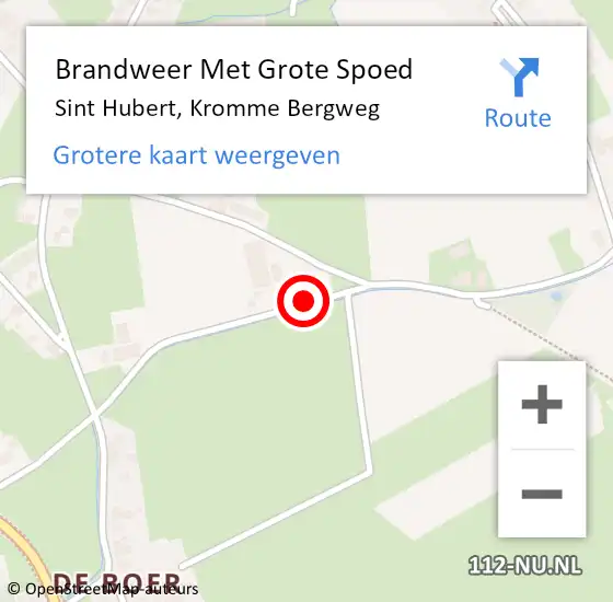 Locatie op kaart van de 112 melding: Brandweer Met Grote Spoed Naar Sint Hubert, Kromme Bergweg op 17 juni 2017 23:46