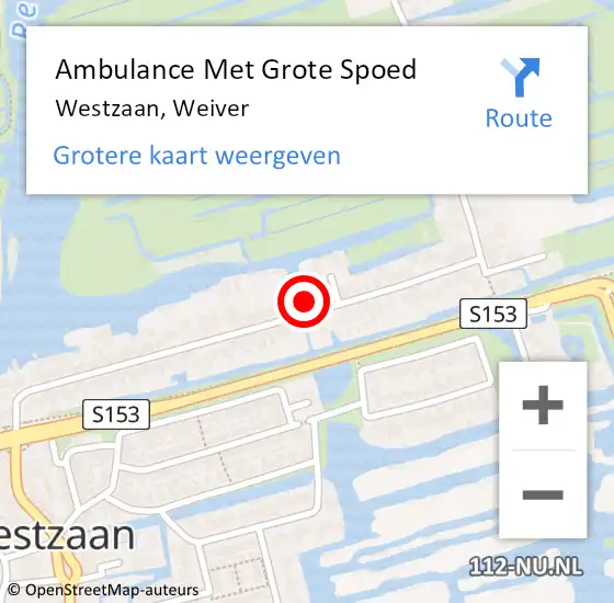 Locatie op kaart van de 112 melding: Ambulance Met Grote Spoed Naar Westzaan, Weiver op 18 juni 2017 00:20