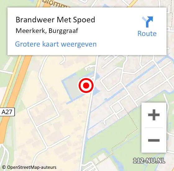 Locatie op kaart van de 112 melding: Brandweer Met Spoed Naar Meerkerk, Burggraaf op 18 juni 2017 00:37