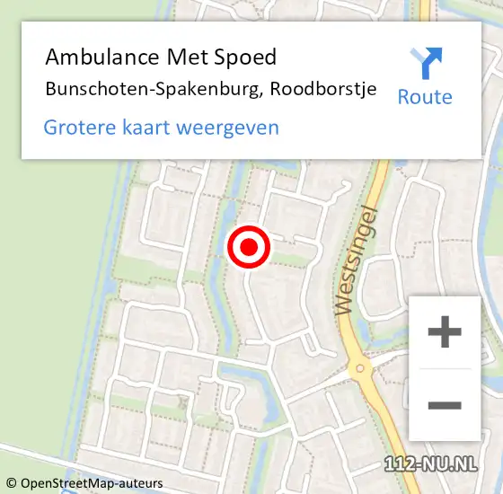 Locatie op kaart van de 112 melding: Ambulance Met Spoed Naar Bunschoten-Spakenburg, Roodborstje op 18 juni 2017 02:20