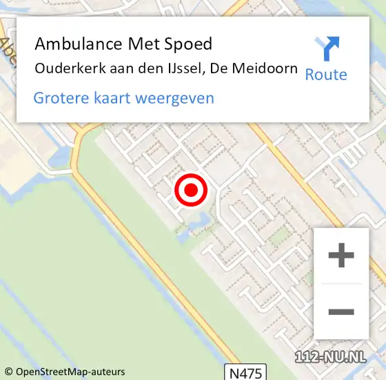 Locatie op kaart van de 112 melding: Ambulance Met Spoed Naar Ouderkerk aan den IJssel, De Meidoorn op 18 juni 2017 02:22