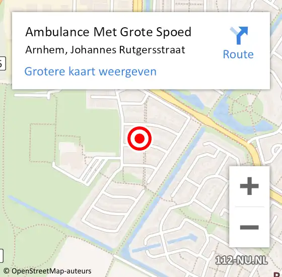 Locatie op kaart van de 112 melding: Ambulance Met Grote Spoed Naar Arnhem, Johannes Rutgersstraat op 18 juni 2017 02:34