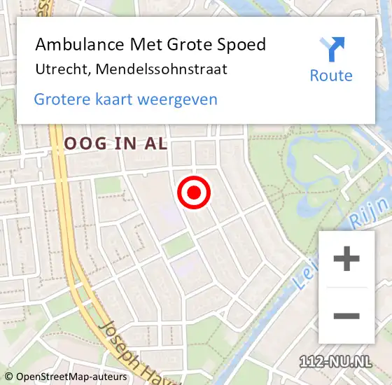 Locatie op kaart van de 112 melding: Ambulance Met Grote Spoed Naar Utrecht, Mendelssohnstraat op 18 juni 2017 02:39