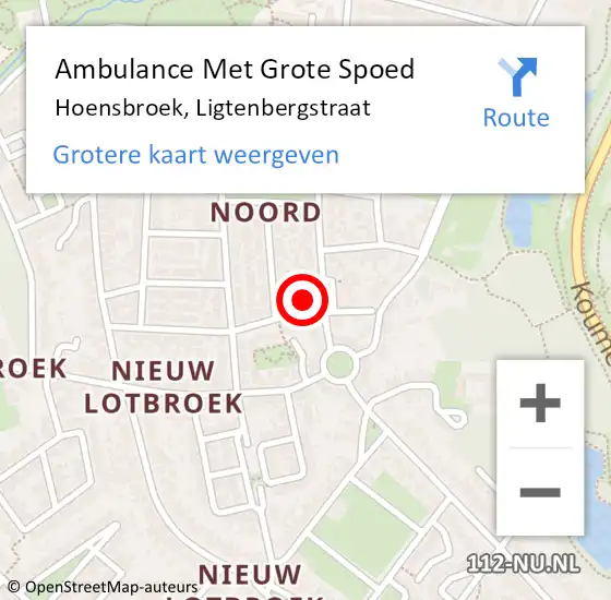 Locatie op kaart van de 112 melding: Ambulance Met Grote Spoed Naar Hoensbroek, Ligtenbergstraat op 24 januari 2014 08:52