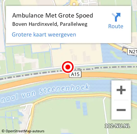 Locatie op kaart van de 112 melding: Ambulance Met Grote Spoed Naar Boven Hardinxveld, Parallelweg op 18 juni 2017 04:13