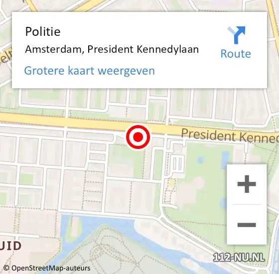 Locatie op kaart van de 112 melding: Politie Amsterdam, President Kennedylaan op 18 juni 2017 04:52