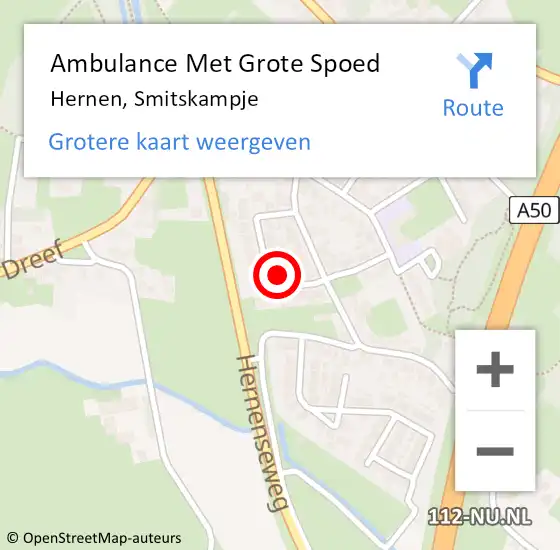 Locatie op kaart van de 112 melding: Ambulance Met Grote Spoed Naar Hernen, Smitskampje op 24 januari 2014 09:04