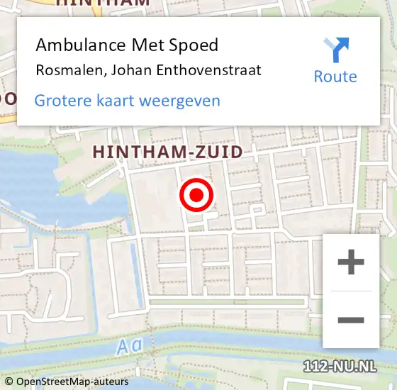 Locatie op kaart van de 112 melding: Ambulance Met Spoed Naar Rosmalen, Johan Enthovenstraat op 18 juni 2017 08:39