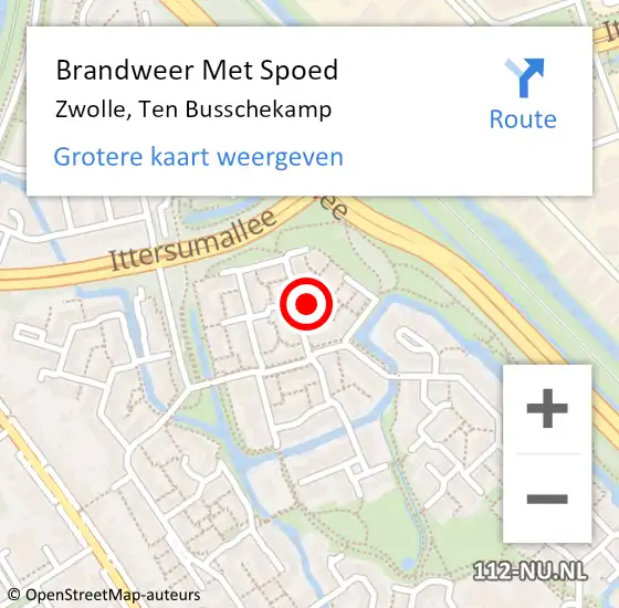 Locatie op kaart van de 112 melding: Brandweer Met Spoed Naar Zwolle, Ten Busschekamp op 18 juni 2017 08:40