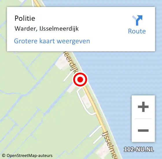 Locatie op kaart van de 112 melding: Politie Warder, IJsselmeerdijk op 18 juni 2017 11:04
