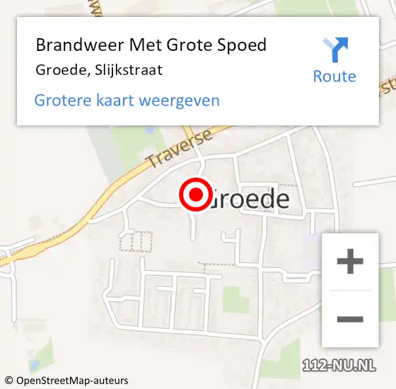 Locatie op kaart van de 112 melding: Brandweer Met Grote Spoed Naar Groede, Slijkstraat op 18 juni 2017 11:10