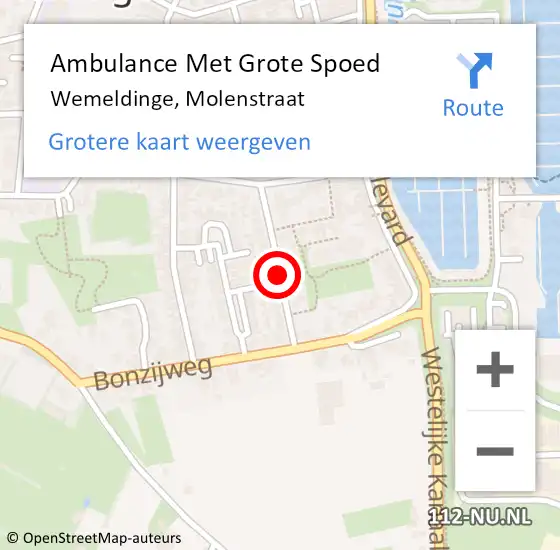 Locatie op kaart van de 112 melding: Ambulance Met Grote Spoed Naar Wemeldinge, Molenstraat op 18 juni 2017 11:15