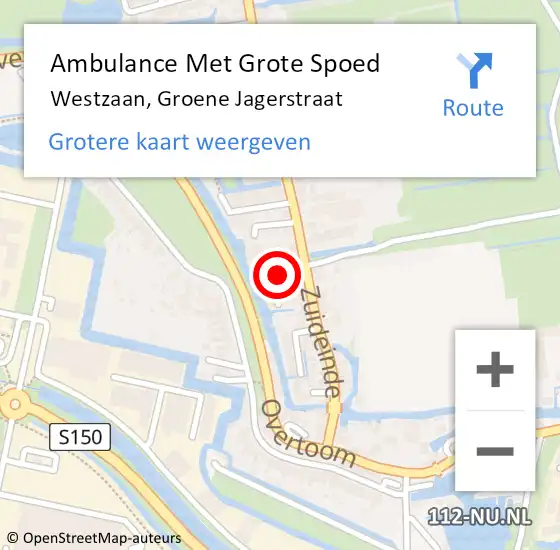 Locatie op kaart van de 112 melding: Ambulance Met Grote Spoed Naar Westzaan, Groene Jagerstraat op 18 juni 2017 11:20