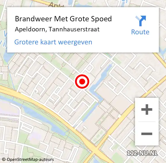 Locatie op kaart van de 112 melding: Brandweer Met Grote Spoed Naar Apeldoorn, Tannhauserstraat op 18 juni 2017 11:27