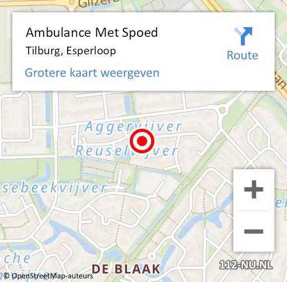 Locatie op kaart van de 112 melding: Ambulance Met Spoed Naar Tilburg, Esperloop op 18 juni 2017 11:34