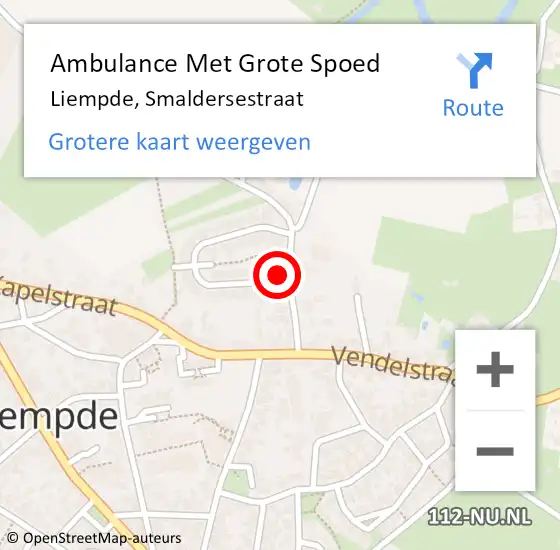 Locatie op kaart van de 112 melding: Ambulance Met Grote Spoed Naar Liempde, Smaldersestraat op 18 juni 2017 11:36