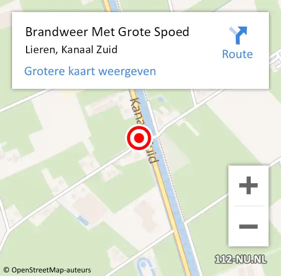 Locatie op kaart van de 112 melding: Brandweer Met Grote Spoed Naar Lieren, Kanaal Zuid op 18 juni 2017 11:40