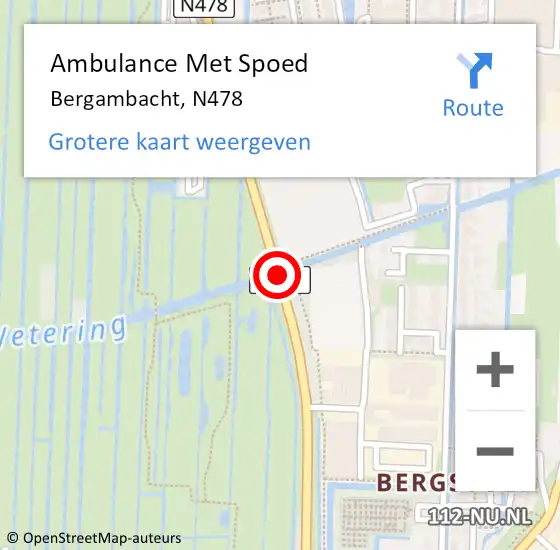 Locatie op kaart van de 112 melding: Ambulance Met Spoed Naar Bergambacht, N478 op 18 juni 2017 12:42