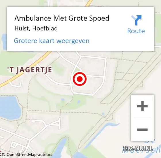 Locatie op kaart van de 112 melding: Ambulance Met Grote Spoed Naar Hulst, Hoefblad op 18 juni 2017 12:51