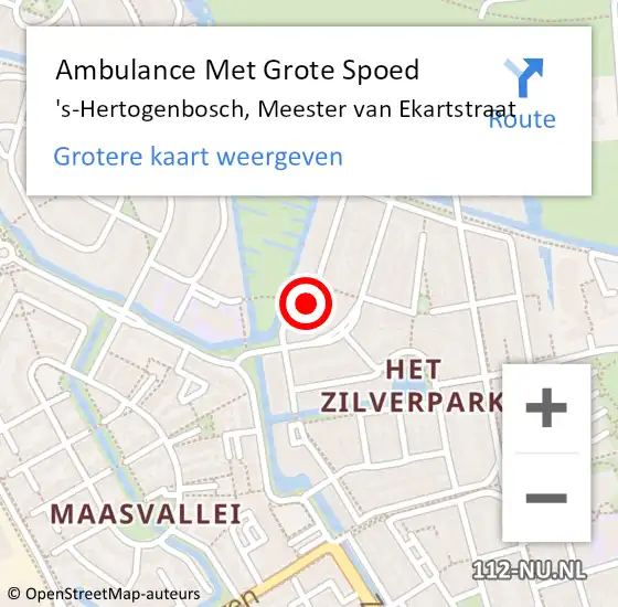 Locatie op kaart van de 112 melding: Ambulance Met Grote Spoed Naar 's-Hertogenbosch, Meester van Ekartstraat op 18 juni 2017 12:51