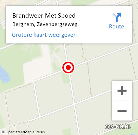 Locatie op kaart van de 112 melding: Brandweer Met Spoed Naar Berghem, Zevenbergseweg op 18 juni 2017 13:04