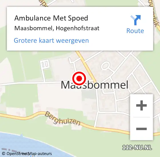 Locatie op kaart van de 112 melding: Ambulance Met Spoed Naar Maasbommel, Hogenhofstraat op 18 juni 2017 13:50