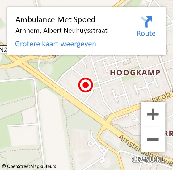 Locatie op kaart van de 112 melding: Ambulance Met Spoed Naar Arnhem, Albert Neuhuysstraat op 18 juni 2017 14:18