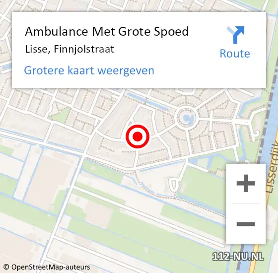 Locatie op kaart van de 112 melding: Ambulance Met Grote Spoed Naar Lisse, Finnjolstraat op 18 juni 2017 14:50