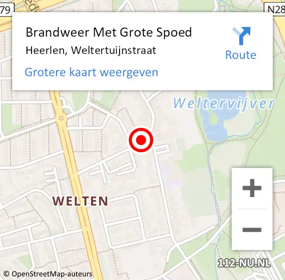 Locatie op kaart van de 112 melding: Brandweer Met Grote Spoed Naar Heerlen, Weltertuijnstraat op 18 juni 2017 14:56