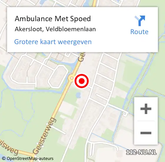 Locatie op kaart van de 112 melding: Ambulance Met Spoed Naar Akersloot, Veldbloemenlaan op 18 juni 2017 15:56