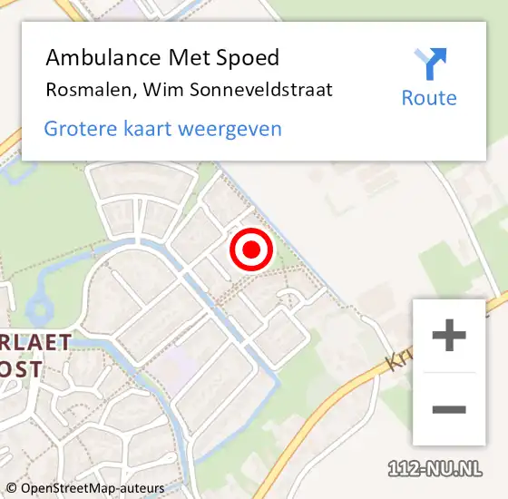 Locatie op kaart van de 112 melding: Ambulance Met Spoed Naar Rosmalen, Wim Sonneveldstraat op 18 juni 2017 16:31