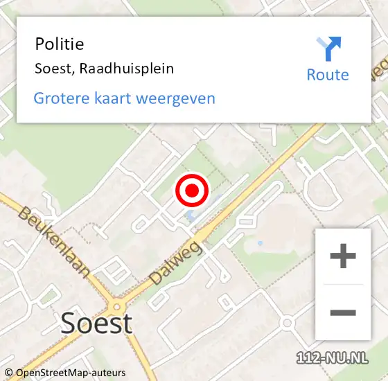 Locatie op kaart van de 112 melding: Politie Soest, Raadhuisplein op 18 juni 2017 17:50