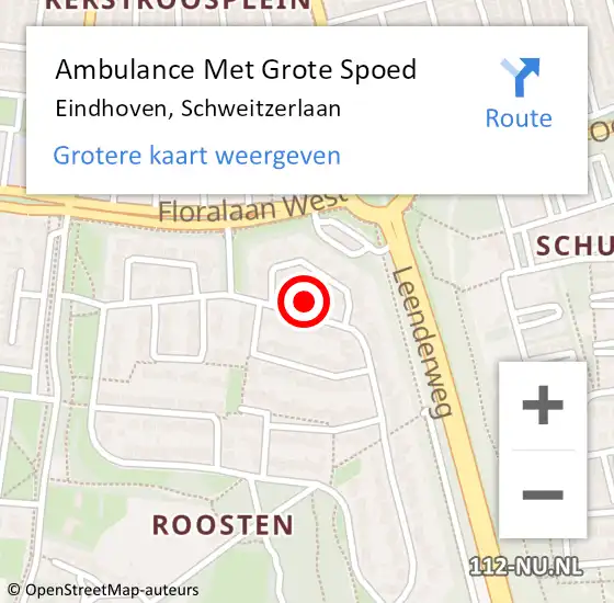 Locatie op kaart van de 112 melding: Ambulance Met Grote Spoed Naar Eindhoven, Schweitzerlaan op 18 juni 2017 17:56