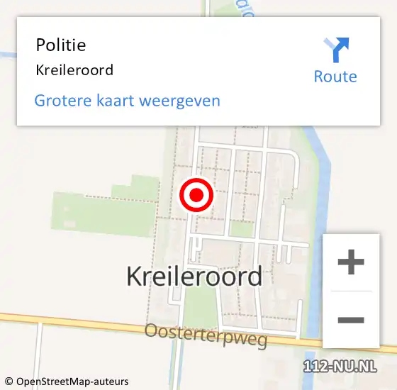 Locatie op kaart van de 112 melding: Politie Kreileroord op 18 juni 2017 18:03