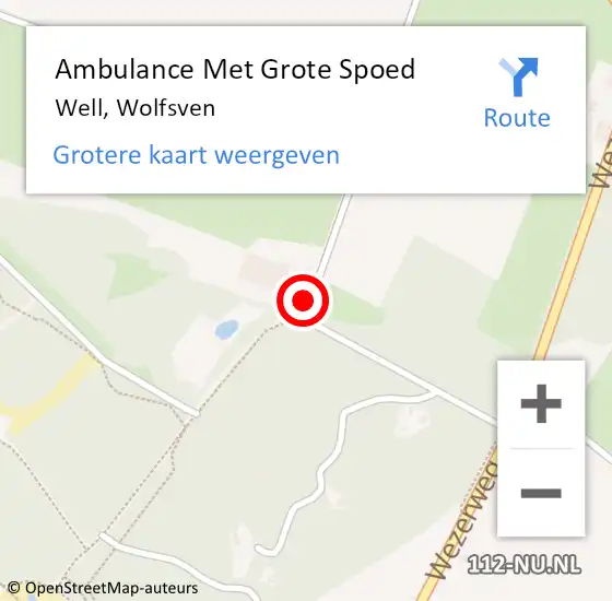 Locatie op kaart van de 112 melding: Ambulance Met Grote Spoed Naar Well, Wolfsven op 18 juni 2017 18:48
