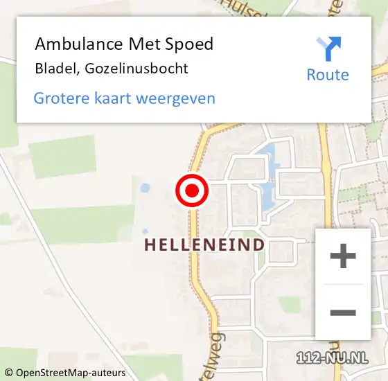 Locatie op kaart van de 112 melding: Ambulance Met Spoed Naar Bladel, Gozelinusbocht op 18 juni 2017 18:57