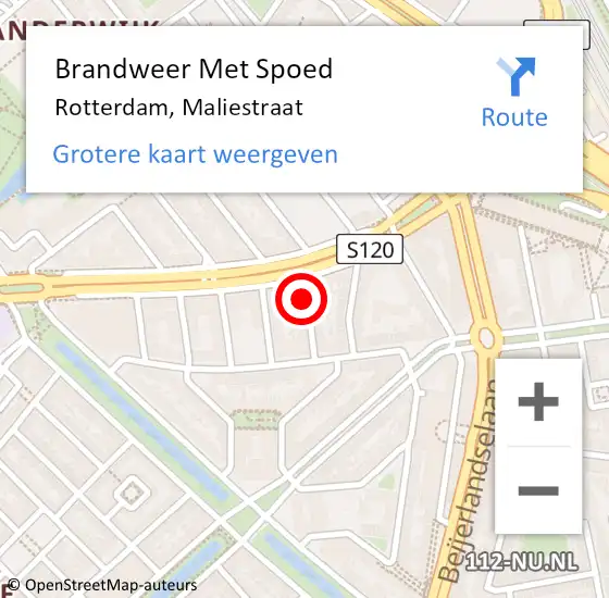 Locatie op kaart van de 112 melding: Brandweer Met Spoed Naar Rotterdam, Maliestraat op 18 juni 2017 19:33