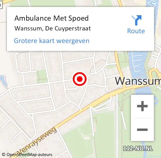 Locatie op kaart van de 112 melding: Ambulance Met Spoed Naar Wanssum, De Cuyperstraat op 18 juni 2017 20:11