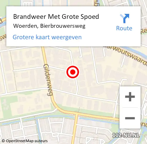 Locatie op kaart van de 112 melding: Brandweer Met Grote Spoed Naar Woerden, Bierbrouwersweg op 18 juni 2017 20:25