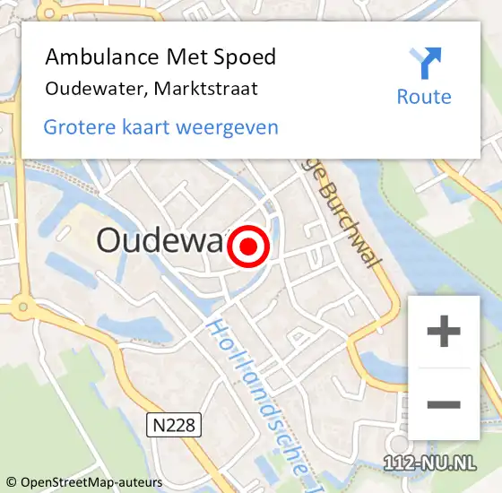 Locatie op kaart van de 112 melding: Ambulance Met Spoed Naar Oudewater, Marktstraat op 18 juni 2017 21:47