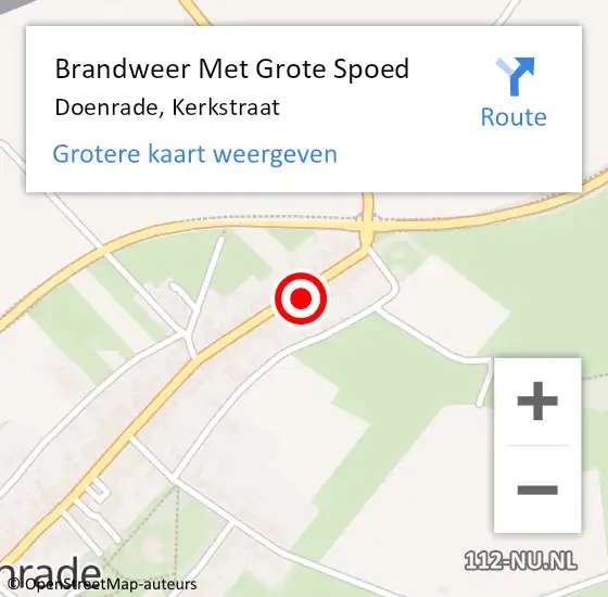 Locatie op kaart van de 112 melding: Brandweer Met Grote Spoed Naar Doenrade, Kerkstraat op 18 juni 2017 22:22