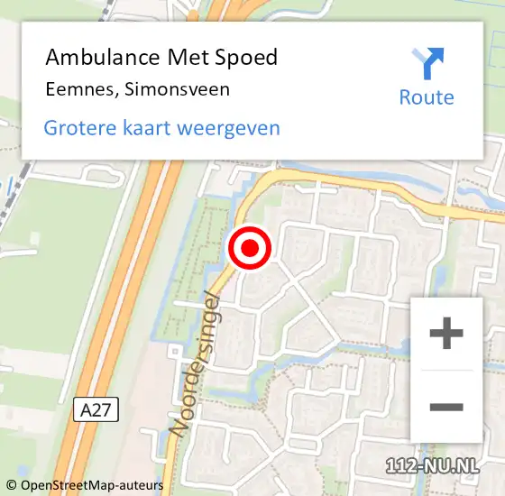 Locatie op kaart van de 112 melding: Ambulance Met Spoed Naar Eemnes, Simonsveen op 18 juni 2017 22:36