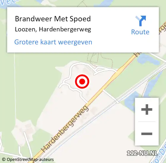 Locatie op kaart van de 112 melding: Brandweer Met Spoed Naar Loozen, Hardenbergerweg op 18 juni 2017 22:43