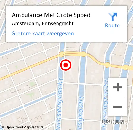 Locatie op kaart van de 112 melding: Ambulance Met Grote Spoed Naar Amsterdam, Prinsengracht op 18 juni 2017 23:58