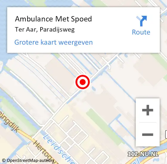 Locatie op kaart van de 112 melding: Ambulance Met Spoed Naar Ter Aar, Paradijsweg op 19 juni 2017 00:11