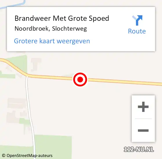 Locatie op kaart van de 112 melding: Brandweer Met Grote Spoed Naar Noordbroek, Slochterweg op 19 juni 2017 01:00