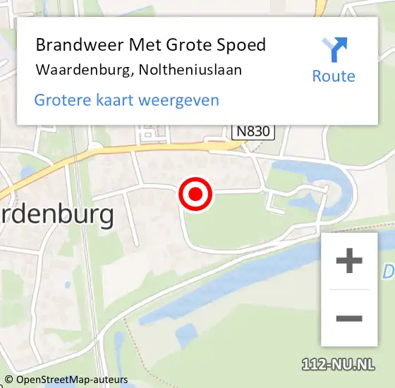 Locatie op kaart van de 112 melding: Brandweer Met Grote Spoed Naar Waardenburg, Noltheniuslaan op 19 juni 2017 01:34