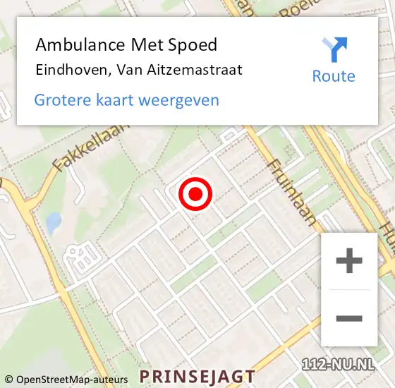 Locatie op kaart van de 112 melding: Ambulance Met Spoed Naar Eindhoven, Van Aitzemastraat op 19 juni 2017 01:37